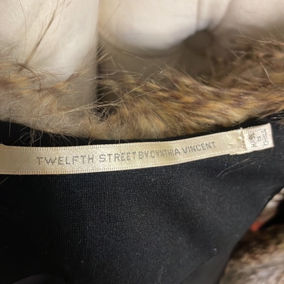 TWELFTH STREET by Cynthia Vincent linear faux fur open vest brown tan pockets S - Picture 11 of 15